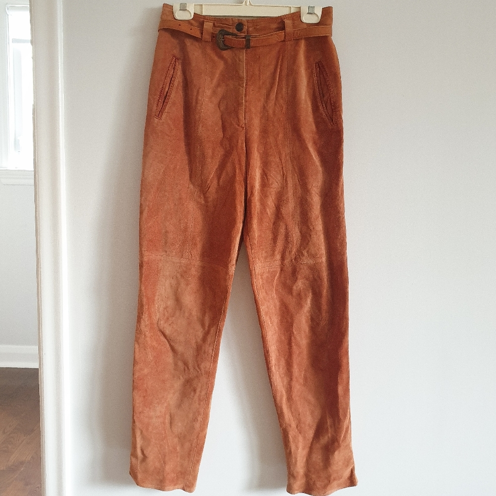 VINTAGE Camel Suede Trousers with Belt